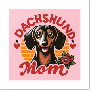 Dachshund Retro Sunset Dog Daschund Posters and Art